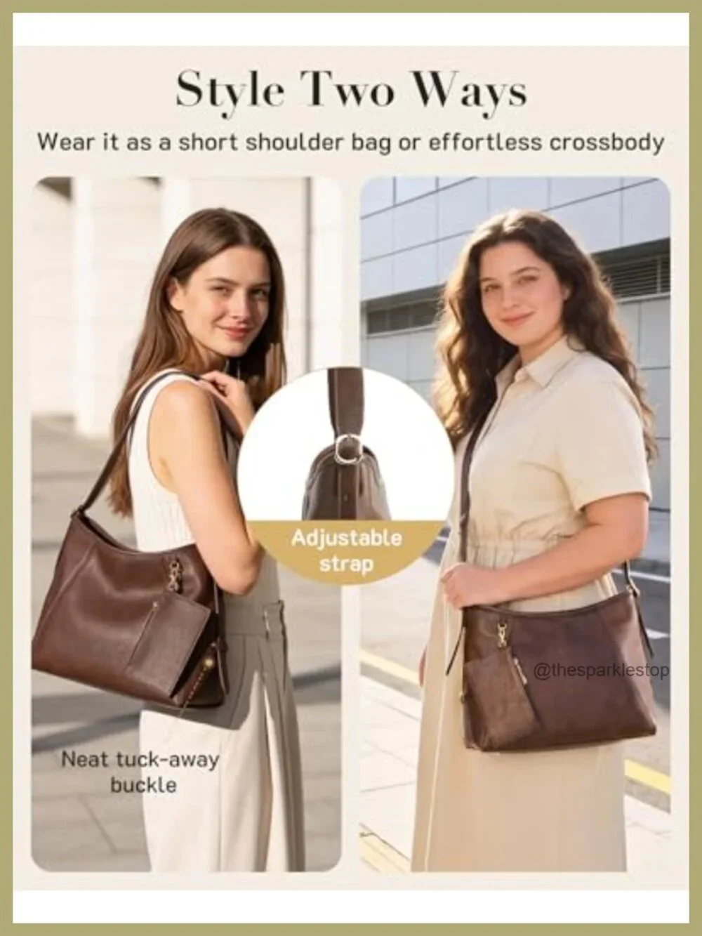 Hobo Bag for Women PU Leather Crossbody Shoulder Bag Multi-pocket Zipper Tote